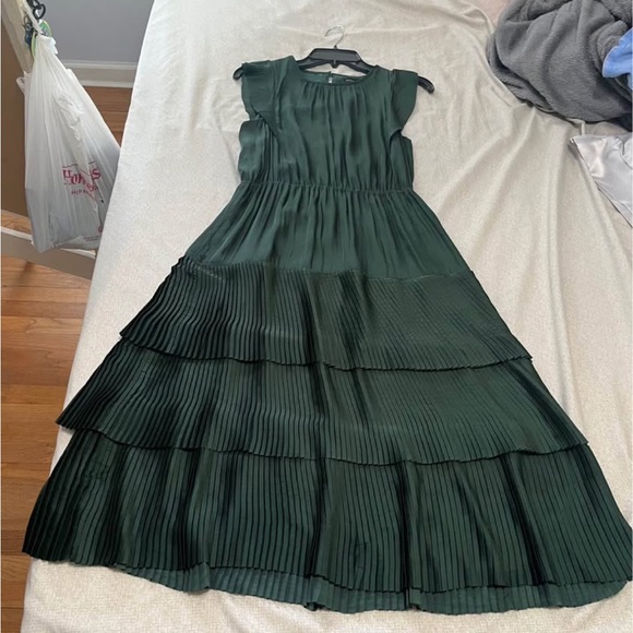 Banana Republic Elegant Green Pleated Dress - Picture 2 of 6